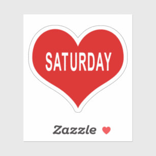 SATURDAY Red Love Heart Vinyl Sticker