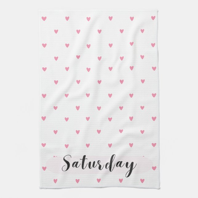 Saturday Tiny Hearts Kitchen Towel  (Vertical)