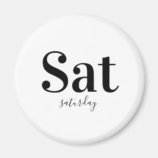 Saturday Typography Modern Black & White Magnet