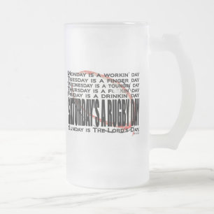 Saturday's A Rugby Day Frosted Glass Beer Mug