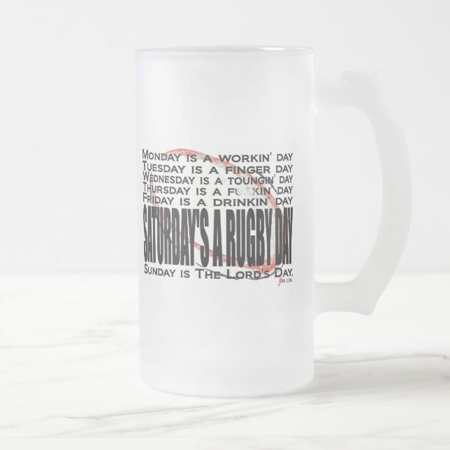 Saturday's A Rugby Day Frosted Glass Beer Mug (Right)