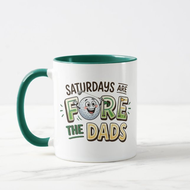 Saturdays Are For The Dad mug -FunnyGolf Pun Gift (Left)