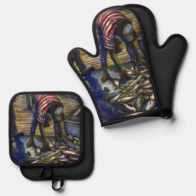 Saturday's Blessings, Harbour Island Oven Mitt & Pot Holder Set (Front/Back)