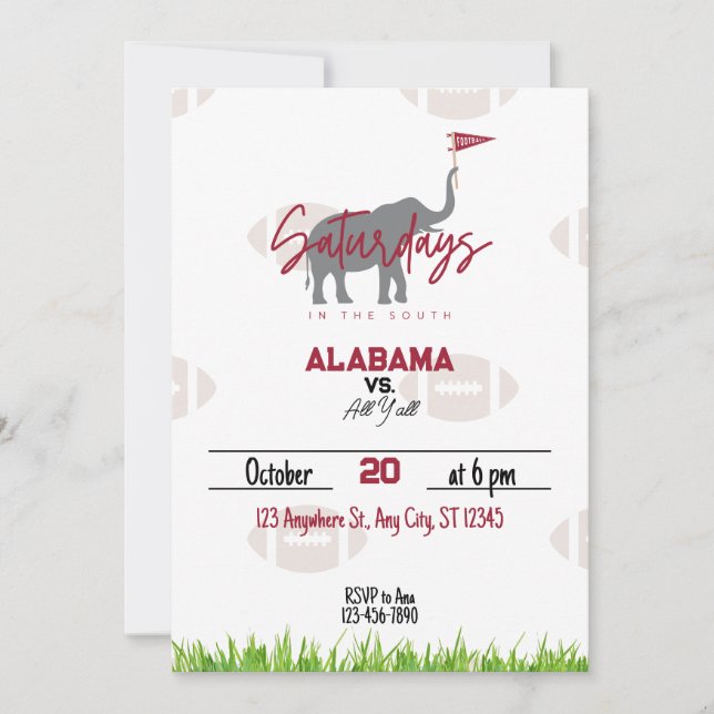 Saturdays in the South Football Watching Party  Invitation (Front)