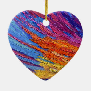 Satured Sunset in Reds Purples Oranges Yellows Ceramic Tree Decoration