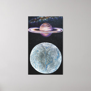 Saturn and Enceladus Canvas Print