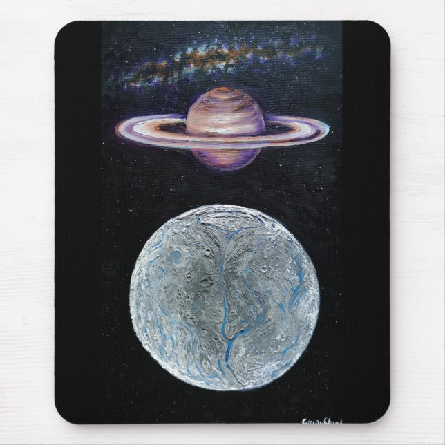 Saturn and Enceladus Mouse Mat (Front)