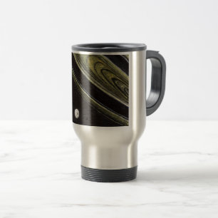 Saturn and Tethys travel mug, 15 oz. Mug
