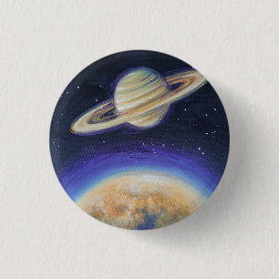 Saturn and Titan 3 Cm Round Badge