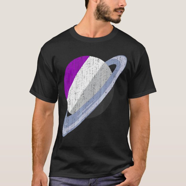 Saturn Asexuality Flag Lgbt Ace Pride Month Equali T-Shirt (Front)
