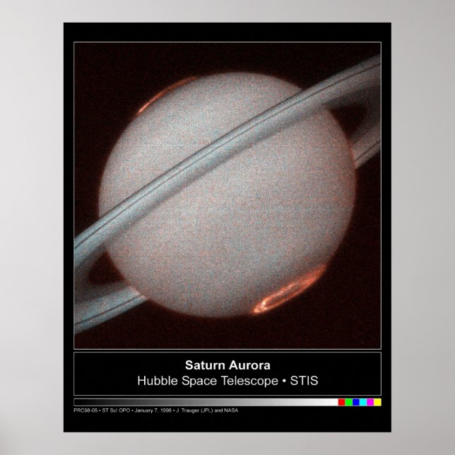 Saturn Aurora Hubble Telescope Photo Poster (Front)