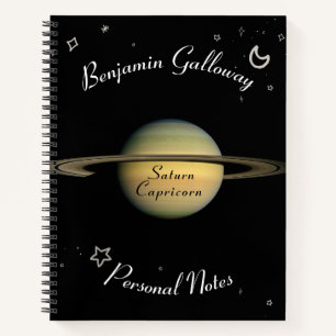 Saturn Capricorn Monogram Solar System Cosmic Notebook