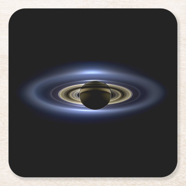 Saturn Eclipsed the Sun from Cassini Orbiter   Square Paper Coaster (Front)