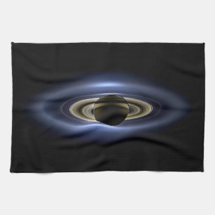 Saturn Eclipsed the Sun from Cassini Orbiter   Tea Towel