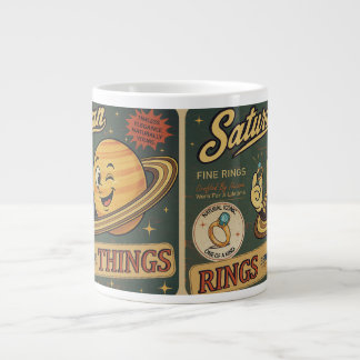 Saturn Fine Rings Vintage Space Humour Pattern Large Coffee Mug