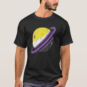 Saturn Nonbinary Flag Lgbt Equality Agender Non Bi T-Shirt