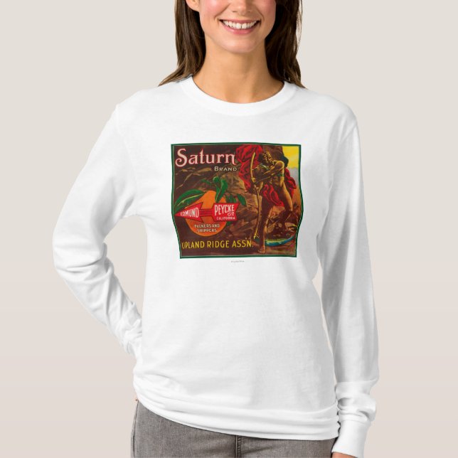 Saturn Orange LabelUpland, CA T-Shirt (Front)