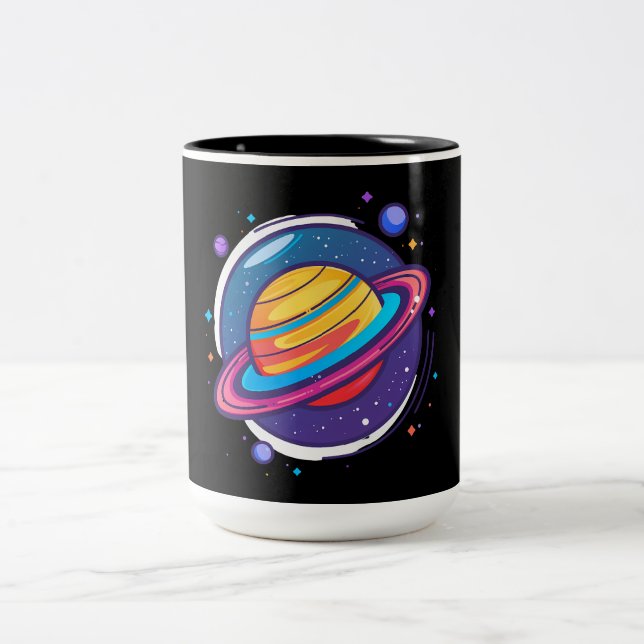 Saturn Planet Coffee Mug – Cosmic Design for Space (Center)