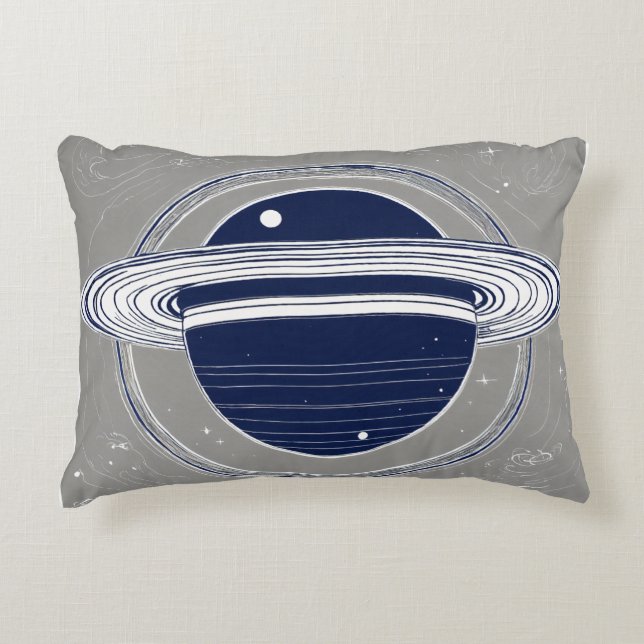 "Saturn Planet Design Throw Pillow" Decorative Cushion (Front)