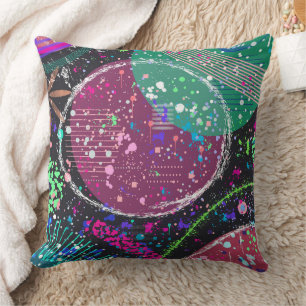 Saturn’s Rings: Maximalist Abstract Art Cushion