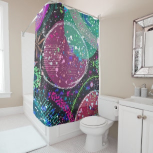 Saturn’s Rings: Maximalist Abstract Art Shower Curtain