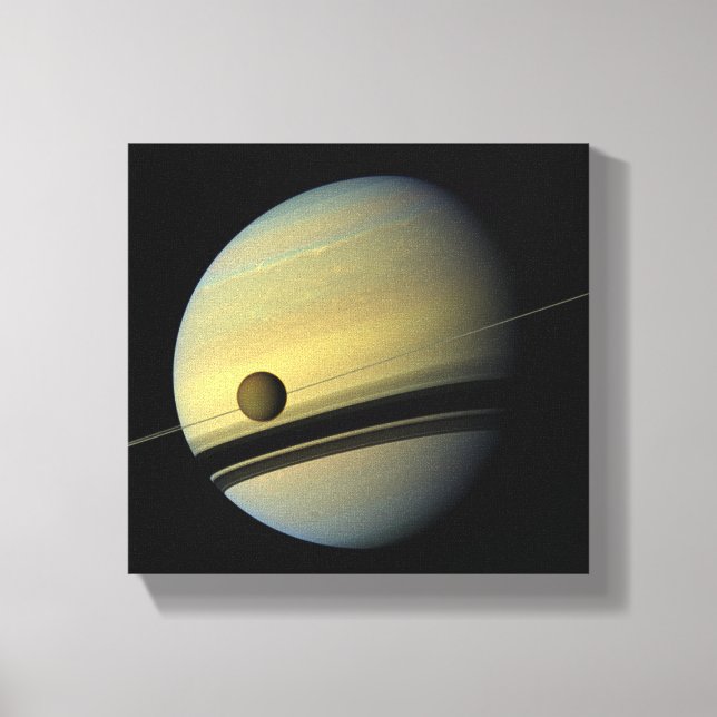 Saturn & Titan Cassini Space Photo Canvas Print (Front)