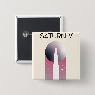 Saturn V Apollo Space Art 15 Cm Square Badge