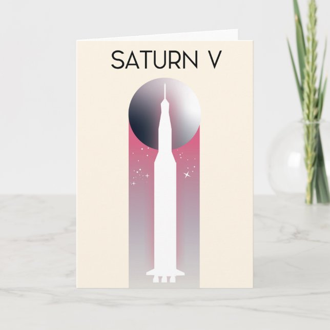 Saturn V Apollo Space Art Holiday Card (Front)