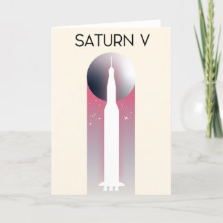 Saturn V Apollo Space Art Holiday Card
