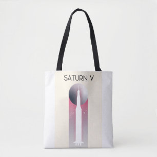 Saturn V Apollo Space Art illustrative print. Tote Bag