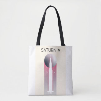 Saturn V Apollo Space Art illustrative print. Tote Bag