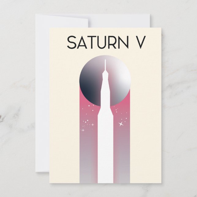 Saturn V Apollo Space Art Invitation (Back)