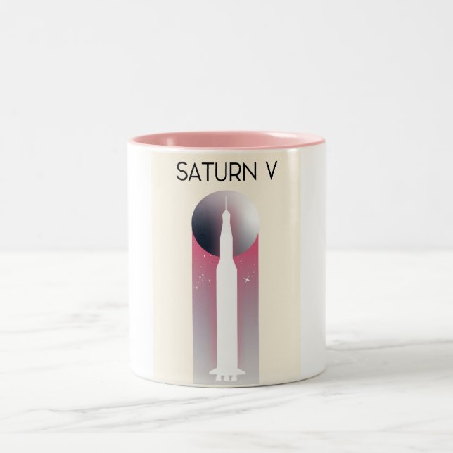 Saturn V Apollo Space Art Two-Tone Coffee Mug (Center)