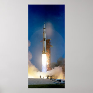 Saturn V Launch Moon Mission Poster