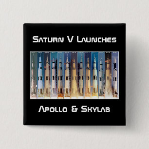 Saturn V Moon Rocket Launches 15 Cm Square Badge