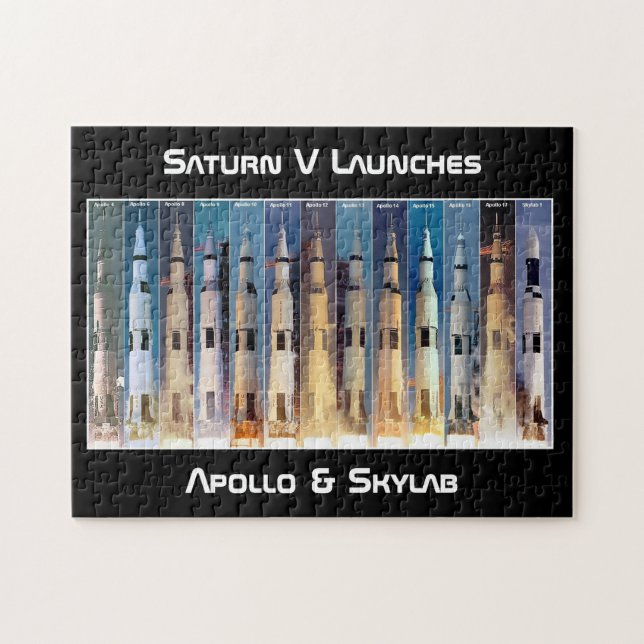 Saturn V Moon Rocket Launches Jigsaw Puzzle (Horizontal)