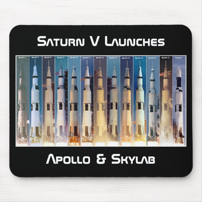Saturn V Moon Rocket Launches Mouse Mat (Front)