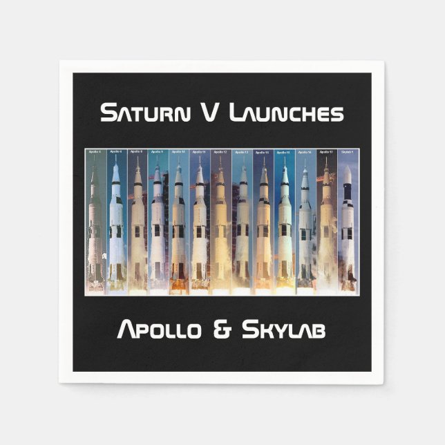 Saturn V Moon Rocket Launches Napkin (Front)