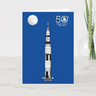 Saturn V rocket, Apollo 11 Moon Landing and Moon: Card