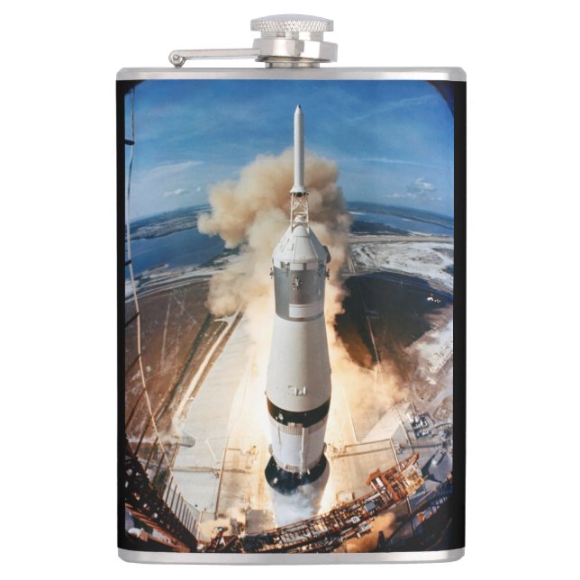 Saturn V Rocket launch 1969 Apollo Spacecraft Flas Hip Flask (Front)
