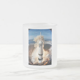 Saturn V Rocket launch 1969 Apollo Spacecraft Fros Frosted Glass Coffee Mug