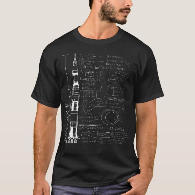 Saturn VSaturn Rocket Science Equations T-Shirt (Front)