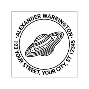 Saturn with Rings #4 Name Return Address Self-inking Stamp