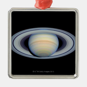Saturn with rings at widest angle to Earth Metal Tree Decoration