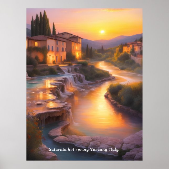 Saturnia Hot Springs Tuscany Italy Painting  Poster (Front)