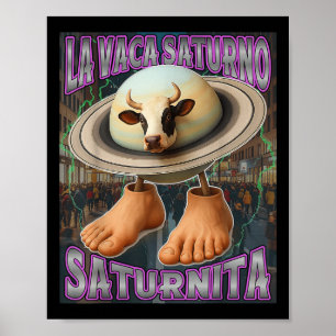 Saturnita La Vaca Saturno Italian Brainrot Birthda Poster