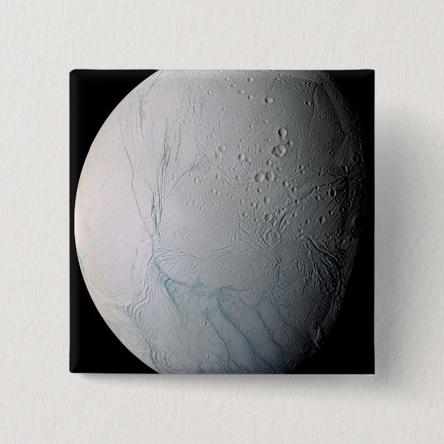 Saturn's moon Enceladus 2 15 Cm Square Badge (Front)