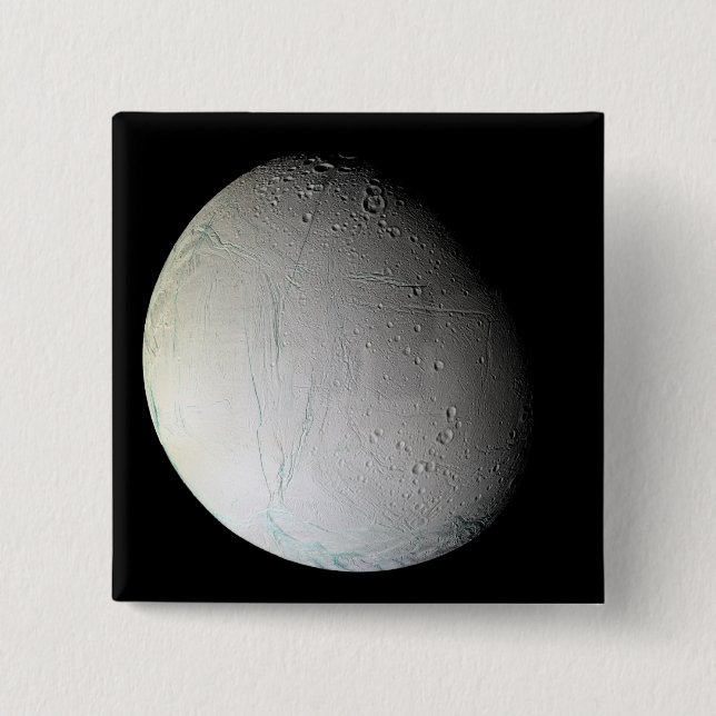 Saturn's moon Enceladus 3 15 Cm Square Badge (Front)