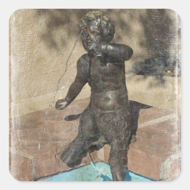 Satyr Fountain Square Sticker (Front)