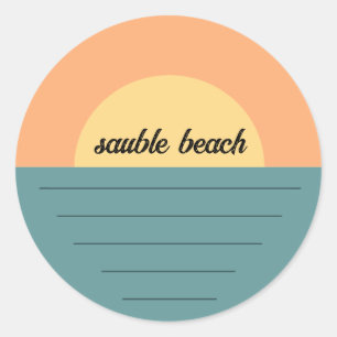 Sauble Beach Ontario Canada  Retro lake beach sun Classic Round Sticker